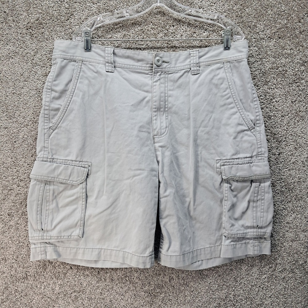 St Johns Bay Mens Gray 100% Cotton‎ Cargo Shorts Size 38 Utility Hiking Casual